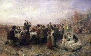 Jennie A. Brownscombe The First Thanksgiving at Plymouth oil painting reproduction